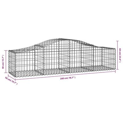 vidaXL Cestos gabião arqueados 15pcs 200x50x40/60 cm ferro galvanizado