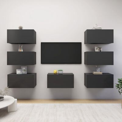 vidaXL Móveis de TV 7 pcs 30,5x30x60 cm derivados de madeira cinzento