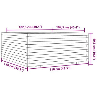 vidaXL Vaso/floreira de jardim 110x110x49,5 madeira pinho impregnada