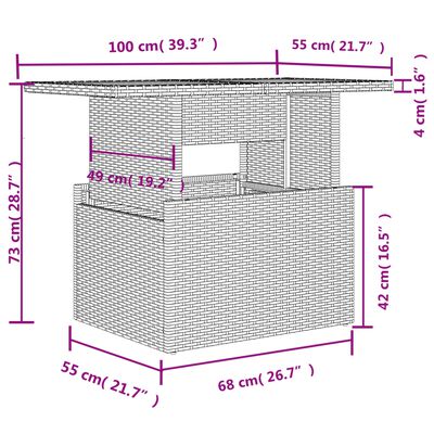 vidaXL 7 pcs conjunto de sofás p/ jardim c/ almofadões vime PE preto