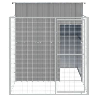 vidaXL Casota para cães com parque aço galvanizado cinzento-claro