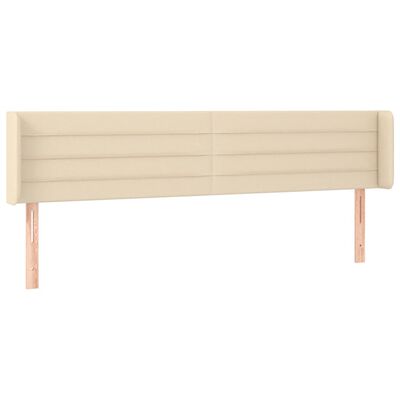 vidaXL Cabeceira de cama c/ abas tecido 203x16x78/88 cm creme