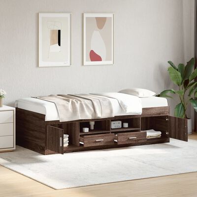 vidaXL Sofá-cama com gavetas sem colchão 75x190 cm carvalho castanho