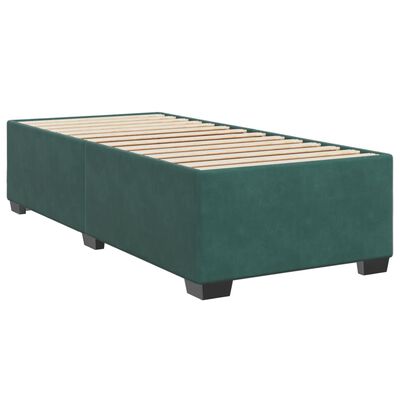 vidaXL Cama com molas/colchão 90x190 cm veludo verde-escuro