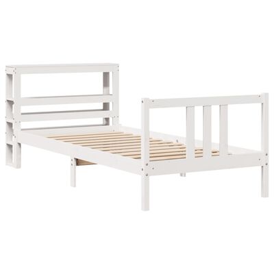 vidaXL Estrutura de cama com cabeceira 100x200cm pinho maciço branco