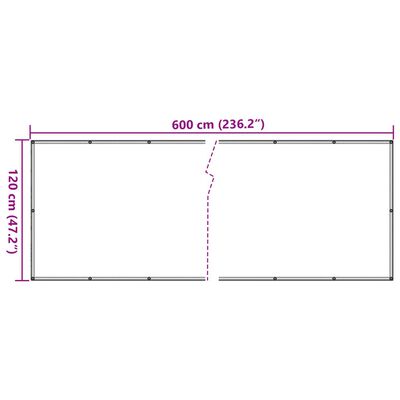 vidaXL Tela de privacidade para varanda 600x120 cm PVC antracite