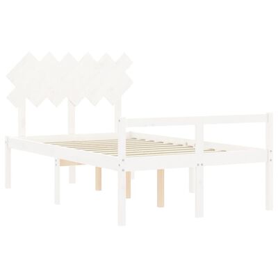 vidaXL Cama para idosos com cabeceira 120x200 cm madeira maciça branco