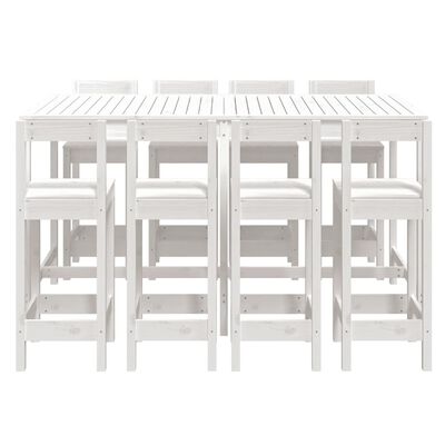 vidaXL 9 pcs conjunto de bar para jardim pinho maciço branco