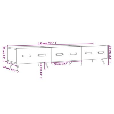 vidaXL Móvel de TV 150x36x30 cm derivados de madeira branco