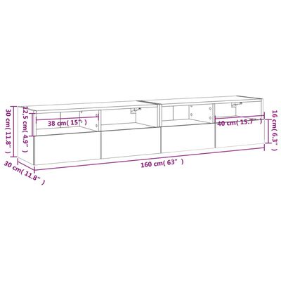 vidaXL Móveis parede TV 2pcs 80x30x30cm deriv. madeira carvalho sonoma