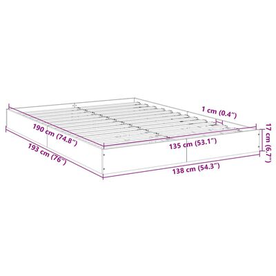 vidaXL Estrutura de cama 135x190 cm derivados madeira carvalho fumado