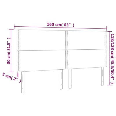 vidaXL Cabeceira cama c/ LED couro artif. 160x5x118/128 cm cappuccino