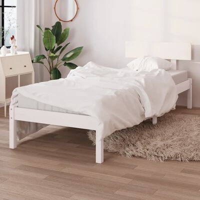 vidaXL Estrutura de cama 100x200 cm madeira pinho maciço branco