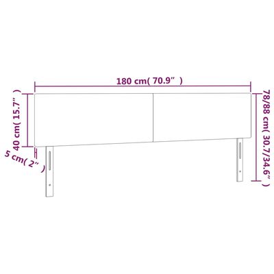 vidaXL Cabeceira de cama c/luzes LED veludo 180x5x78/88 cm cinza-claro