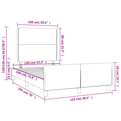 vidaXL Estrutura de cama com cabeceira 120x190 cm tecido azul