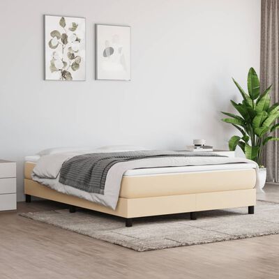 vidaXL Cama com molas/colchão 140x190 cm tecido cor creme