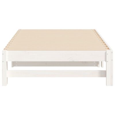 vidaXL Sofá-cama de puxar 2x(75x190) cm madeira de pinho maciça branco