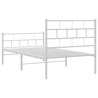 vidaXL Estrutura de cama com cabeceira e pés 90x190 cm metal branco