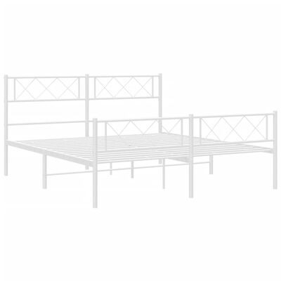 vidaXL Estrutura de cama com cabeceira e pés 135x190 cm metal branco