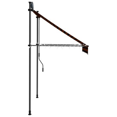 vidaXL Toldo retrátil manual com LED 150 cm laranja e castanho