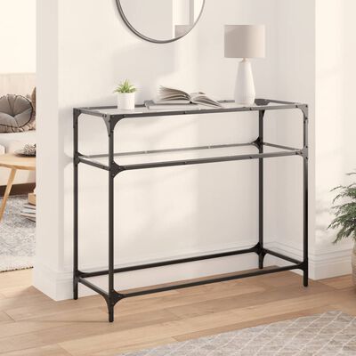 vidaXL Mesa consola com tampo em vidro transparente 98x35x81 cm aço