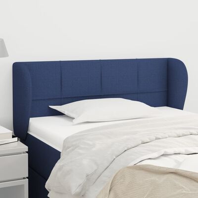 vidaXL Cabeceira de cama c/ abas tecido 83x23x78/88 cm azul