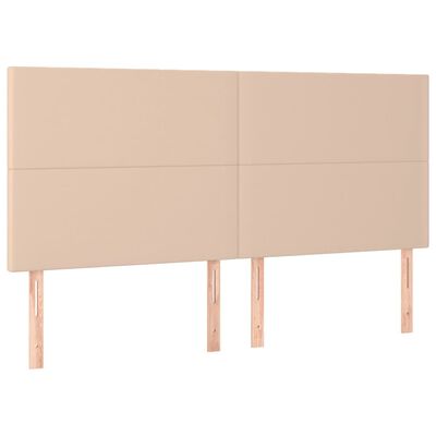 vidaXL Cama box spring c/colchão/LED 200x200cm couro artif. cappuccino