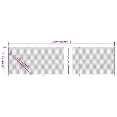 vidaXL Cerca de arame com flange 1,4x25 m antracite