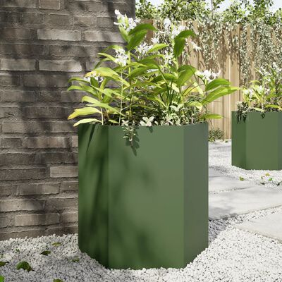 vidaXL Vaso/floreira de jardim hexagonal 46x40x45 cm aço verde