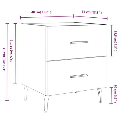 vidaXL Mesa cabeceira 40x35x47,5cm derivados madeira carvalho castanho