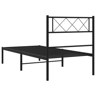 vidaXL Estrutura de cama com cabeceira 100x190 cm metal preto