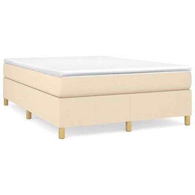 vidaXL Cama com molas/colchão 140x190 cm tecido cor creme