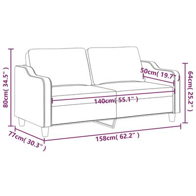 vidaXL Sofá de 2 lugares tecido 140 cm vermelho tinto