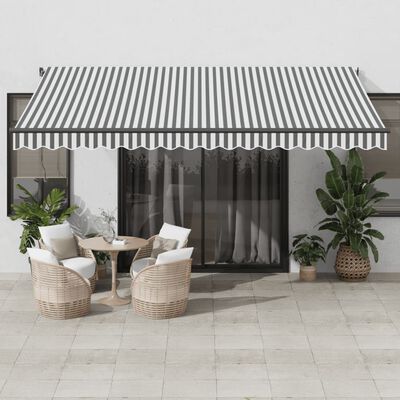 vidaXL Toldo retrátil automático com LEDs 450x350 cm antracite/branco