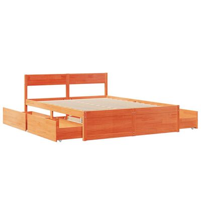 vidaXL Cama sem colchão 140x200 cm madeira pinho maciça castanho-mel