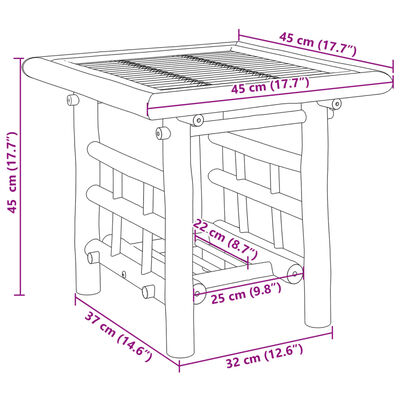 vidaXL Mesa de apoio 45x45x45 cm bambu