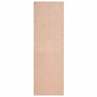 vidaXL Tapete pelo curto macio e lavável HUARTE 80x250 cm rosa-pálido