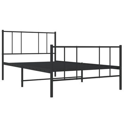 vidaXL Estrutura de cama com cabeceira e pés 100x200 cm metal preto