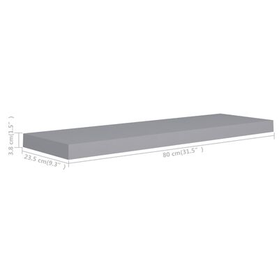 vidaXL Prateleiras parede suspensas 2 pcs 80x23,5x3,8cm MDF branco