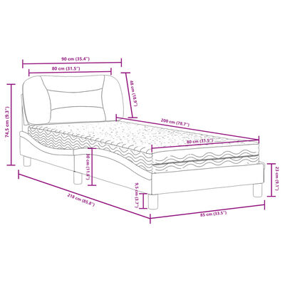 vidaXL Cama com colchão 80x200 cm couro artificial cappuccino