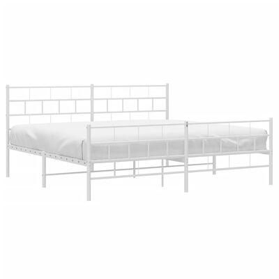 vidaXL Estrutura de cama com cabeceira e pés 200x200 cm metal branco