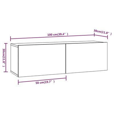 vidaXL Armários de parede 4 pcs 100x30x30 cm branco brilhante