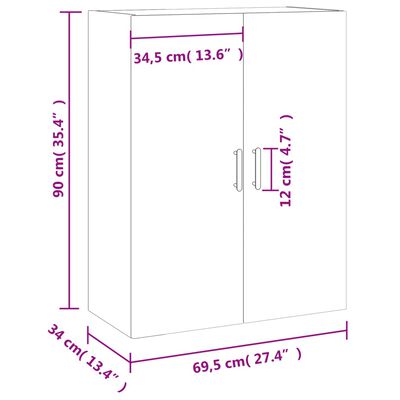 vidaXL Armário de parede 69,5x34x90 cm cinzento cimento