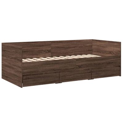 vidaXL Sofá-cama com gavetas sem colchão 75x190 cm carvalho castanho