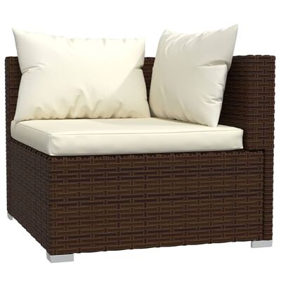 vidaXL 10 pcs conjunto lounge de jardim c/ almofadões vime PE castanho