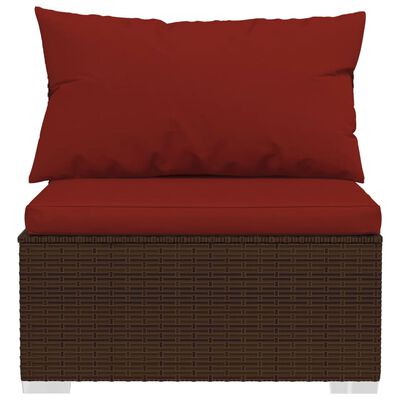 vidaXL 12 pcs conjunto lounge jardim c/ almofadões vime PE castanho