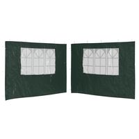 vidaXL Parede lateral com janela p/ tenda de festas 2 pcs PE verde