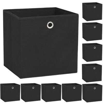 vidaXL Caixas arrumação 10 pcs não-tecido (TNT) 32x32x32 cm preto