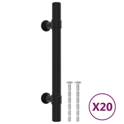 vidaXL Puxadores para móveis 20 pcs 96 mm aço inoxidável preto