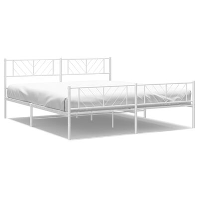 vidaXL Estrutura de cama com cabeceira e pés 200x200 cm metal branco